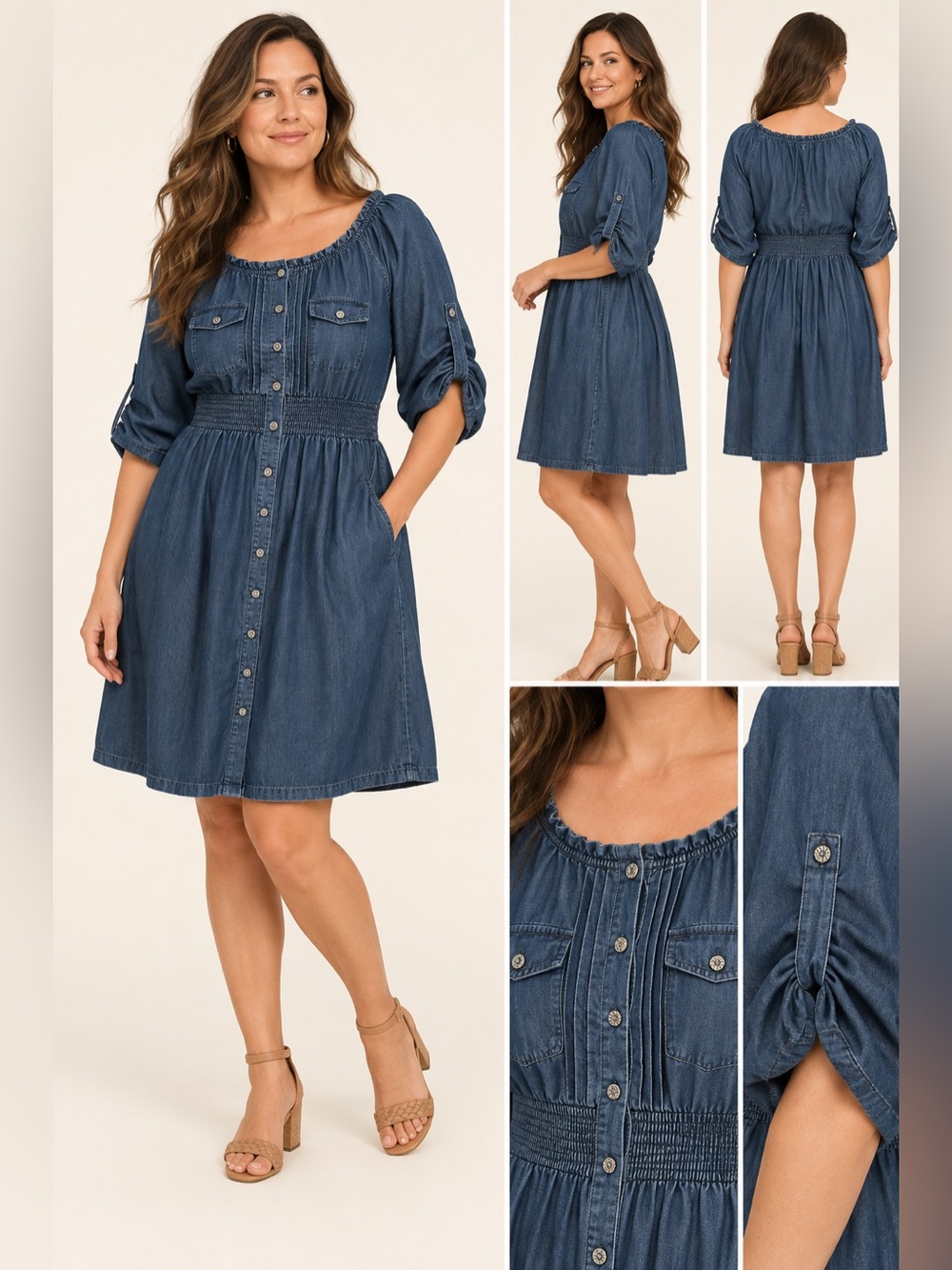 Lane Bryant Denim Chambray Boho Western Dress Plus Size 20
